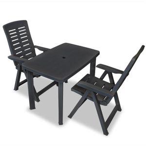Ensemble table et chaise de jardin vidaXL Mobilier de bistro 3 pcs en Plastique Anthracite