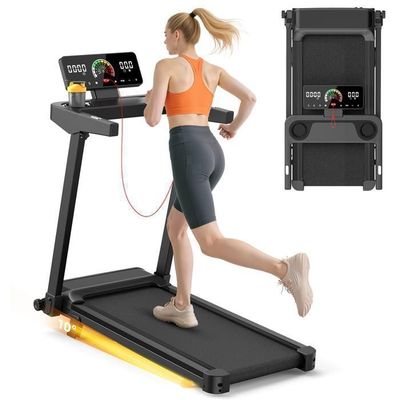 HOMCOM Tapis de course électrique de marche 370 W pliable acier noir