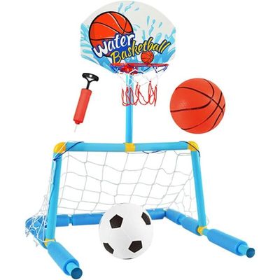 GOPLUS Panier De Basket 3 En 1 Avec Football Et Jeu D'Anneaux - Hauteur Réglable 88-128cm - Enfants 1-6 Ans - Forme Ours