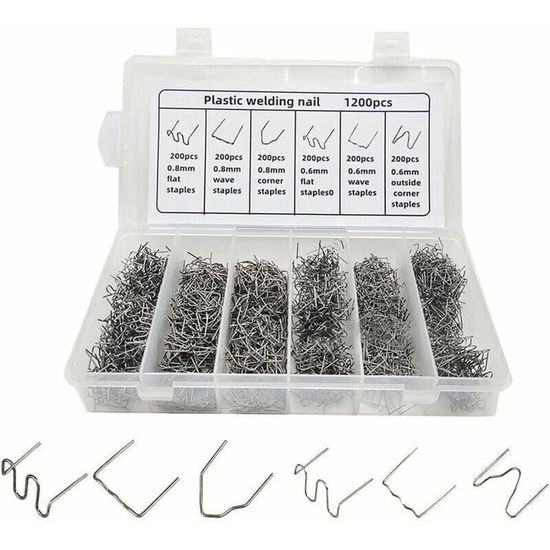 1200 Agrafes à Souder Pour Plastique - 0,6mm & 0,8mm - Réparation Pare-chocs Voiture & Plastique