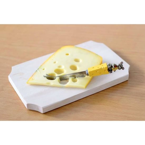 Couteau à fromage avec manche décoré fromage + souris Jaune