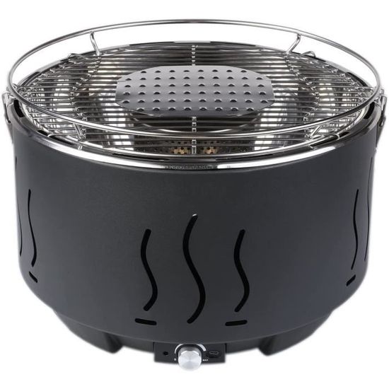 Barbecue Coréen Portable à Charbon De Bois - Inox, Antiadhésif, 34 Cm, Avec Grille Et Poêle, Pour Camping