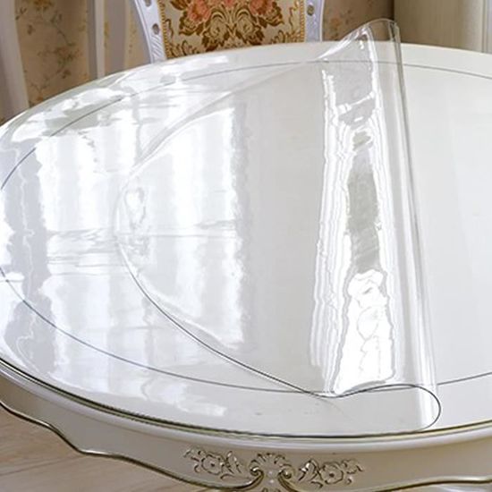 Nappe Ronde Transparente En PVC Imperméable - 1,5 Mm D'épaisseur - 80 Cm