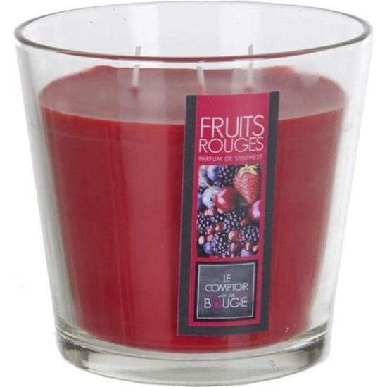 Bougie GEANTE Parfumée 500g Fruits Rouges - 3 meches