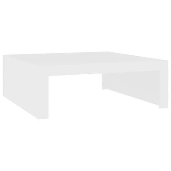 Table Basse Blanche Franz BonVIVO – Design Scandinave Moderne, Plateau Bois, Pieds Bambou