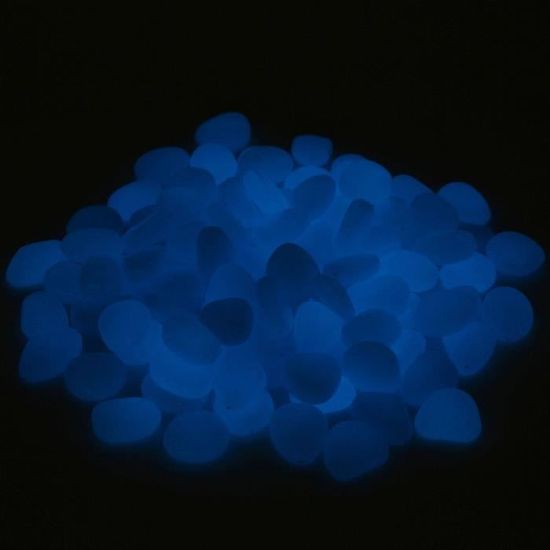 100Pcs Galet Pierre Cailloux Lumineux Fluorescent Décoration Aquarium Bleu