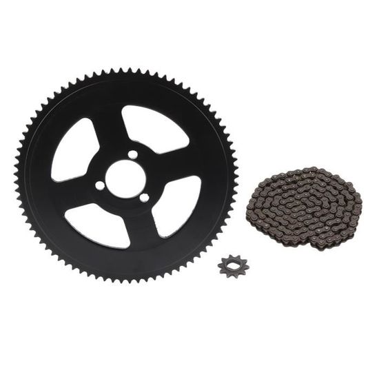 Kit Chaîne Et Pignon Vélo 80T + 10T - Compatible Moteur 1020 - Pour VTT, Scooter, Quad - Acier Résistant
