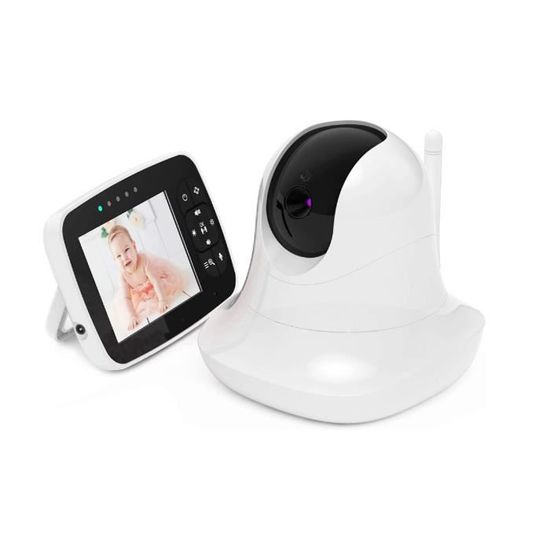 Babyphone Video  Moniteur Bébé sans Fil avec Rotation 360°, Zoom Panoramique à Distance Caméra 1080p, 3.5" LCD Couleur Surveillance 