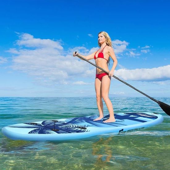 GOPLUS - Stand Up Paddle Gonflable - 297x76x15cm - Bleu