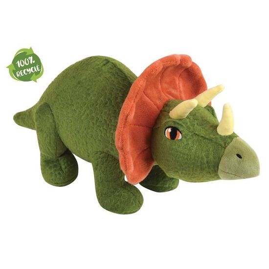 Triceratops +--45 cm, Peluche Dinosaure 100% recyclée issue de bouteilles plastiques (existe aussi en peluche T-Rex)