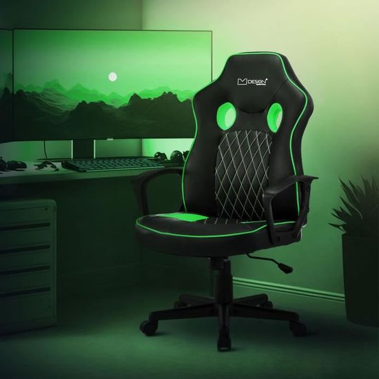 Fauteuil à Bascule Gamer Brawl Stars Spike – Similicuir Noir Et Vert, Broderies, Design Ergonomique, Console/détente - 9