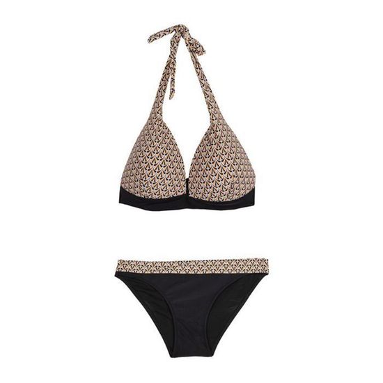 Bikini 2 Pièces Guess - Noir Avec Logo Feuille D'or - Taille XS - Neuf Avec étiquettes
