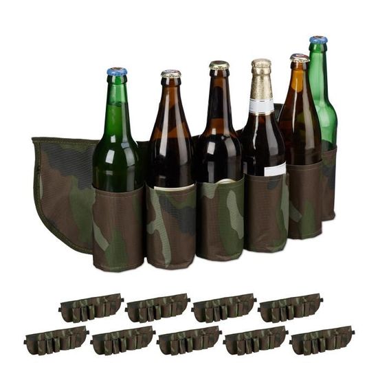 10 x Biergürtel Sixpack, für je 6 Dosen & Flaschen, 0,2 - 0,5 l, Bierhalter  Gürtel Camouflage, verstellbar, grün/braun - - Cdiscount Jeux - Jouets