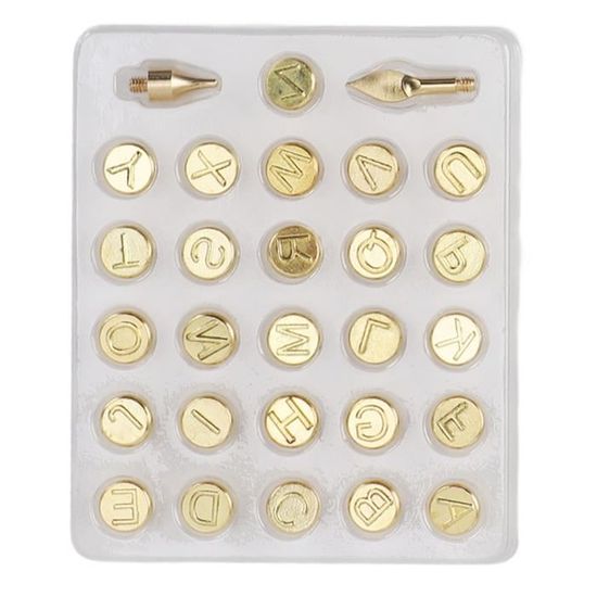 GORGECRAFT 56 Embouts Pyrogravure Bois Dorés Lettres Chiffres - Kit Complet Avec Pochoirs