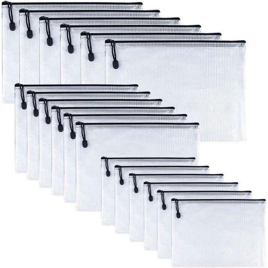 18 Pochettes Plastique Zippées A4 + A5 + A6 Multicolores - Dossiers Documents PVC Transparentes Pour Bureau, Voyage Et Organisation