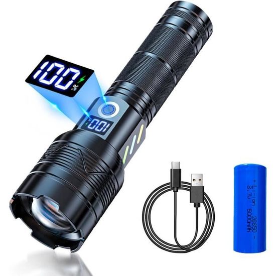 WOVTE Lampe Torche LED Ultra Puissante, 20000 Lumens Lampe de Poche Rechargeable, IP67 Étanche