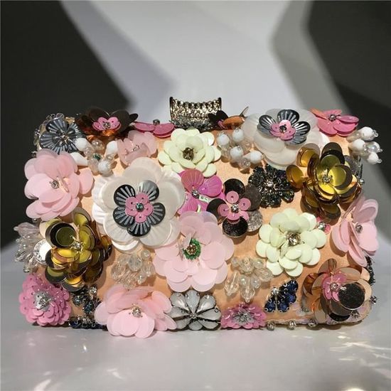 Larcenciel Pochette Pailletée Femme Or Rose - Sac Soirée Avec Chaîne Détachable 22x11x6CM