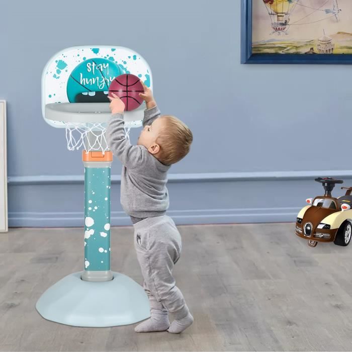 Support de Basket Multifonctionnel avec Panier de Basket Hauteur Ajustable 74 et 114cm,