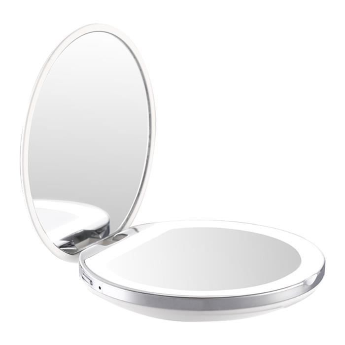 Mini miroir portatif lumineux de maquillage de LED avec la lampe pour réparer le petit miroir rond Pinceau de maquillage 4279