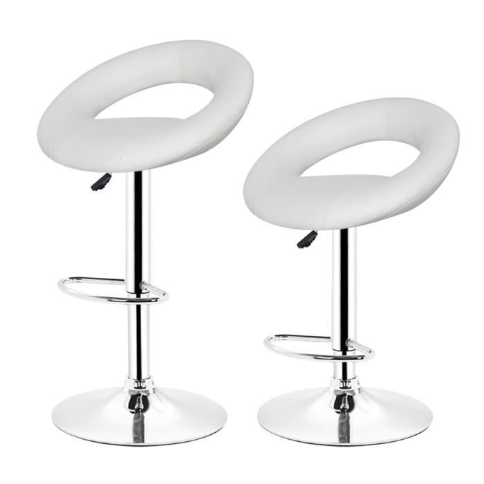 Chaise, Siège, Tabouret pivotant réglable en PU - Blanc
