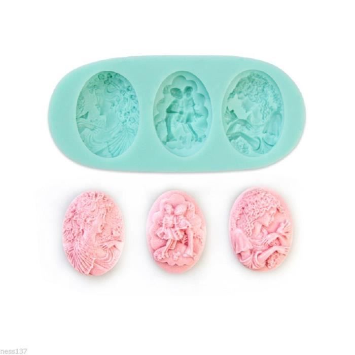 Moule Silicone 3 Camées Différents Gateaux Pate à Sucre & d’Amande Cake Design