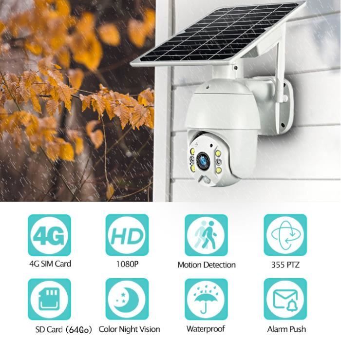 4G Version 2MP IP Caméra Solaire Surveillance Extérieure étanche Caméra de Vidéosurveillance Maison Intelligente Bidirectionnelle Vo
