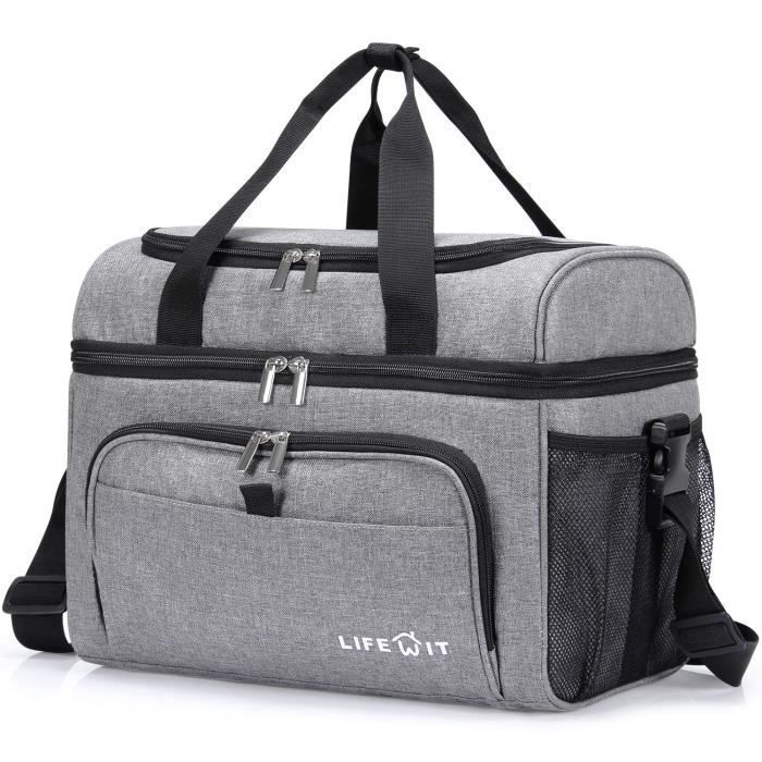 Lifewit Sac-Glacière Isotherme 23L 36-Canettes, Sac de Pique-Nique pour Plage-Sport, Sac Réfrigérant de Double Compartiment, Gris