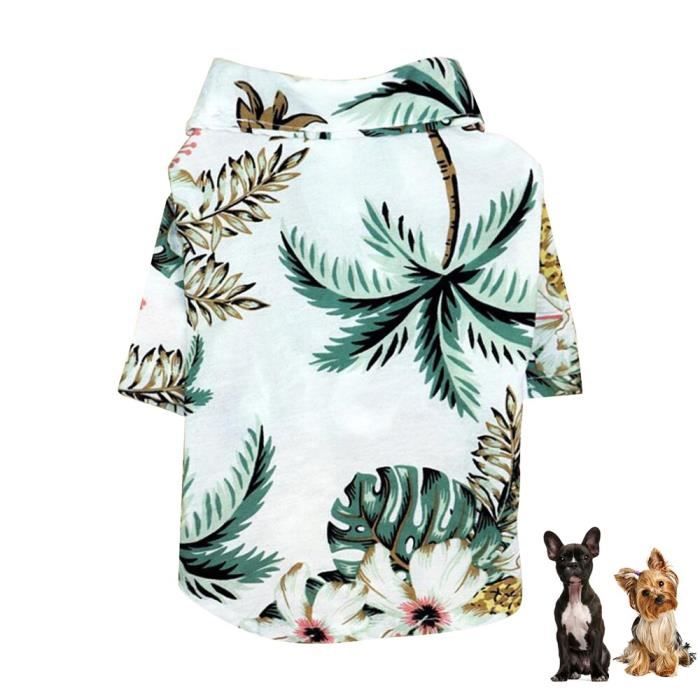 Manteau Blouson,Été plage chien chemises Polyester vêtements gilet vêtements pour animaux de compagnie T Shirt à - Type white-L #A