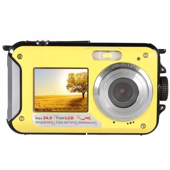 Appareil photo numérique 24MP étanche MAX 1080P Double ScrZoom Caméscope Jaune J0CF14