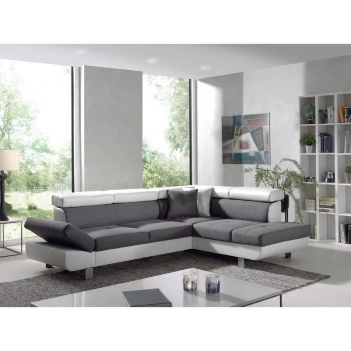 Canapé d'angle 5 places Blanc Design Confort