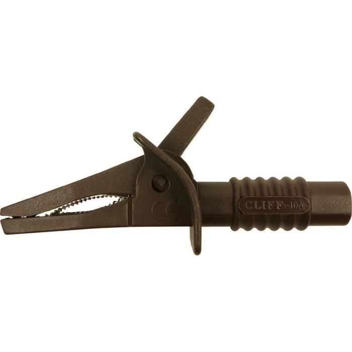 Pince croco de sécurité Cliff FCR7944 enfichable 4 mm CAT II 1000 V, CAT III 600 V marron