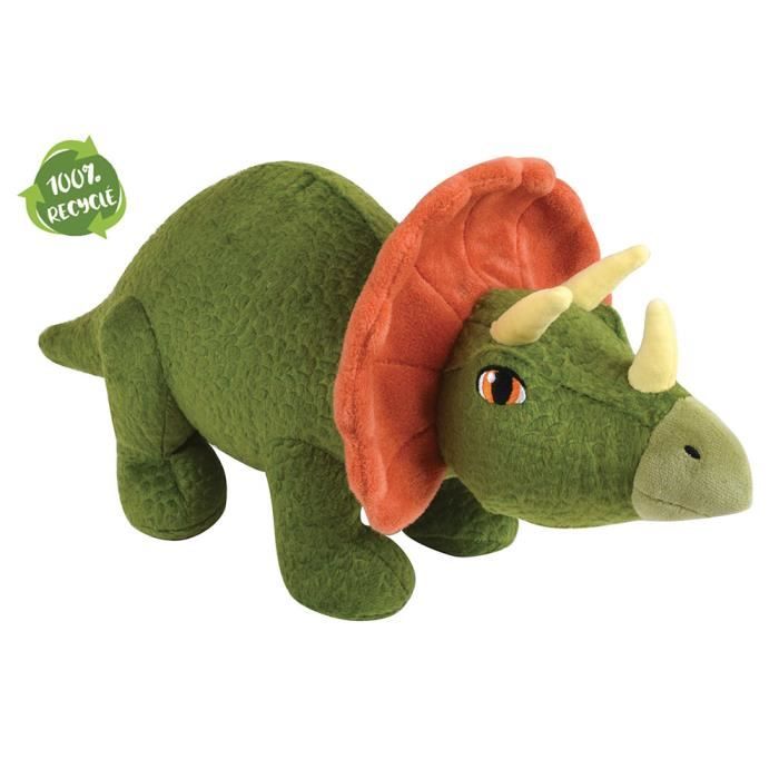Triceratops +--45 cm, Peluche Dinosaure 100% recyclée issue de bouteilles plastiques (existe aussi en peluche T-Rex)