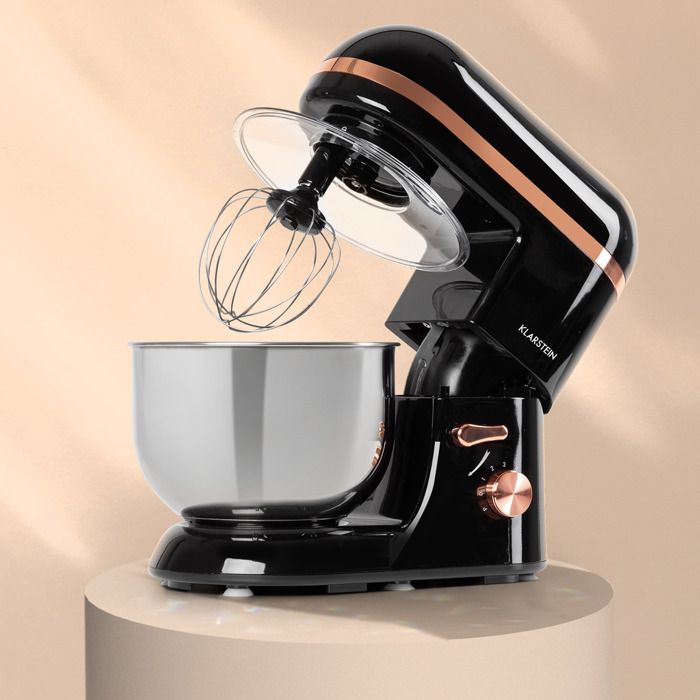 Klarstein Bella Elegance Robot de cuisine 6 vitesses - Bol 5 litres - 1300W - Fonction pulse - Noir