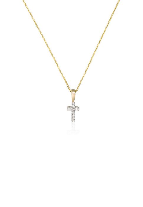 Pendentif Femme Croix Or Jaune et Diamant