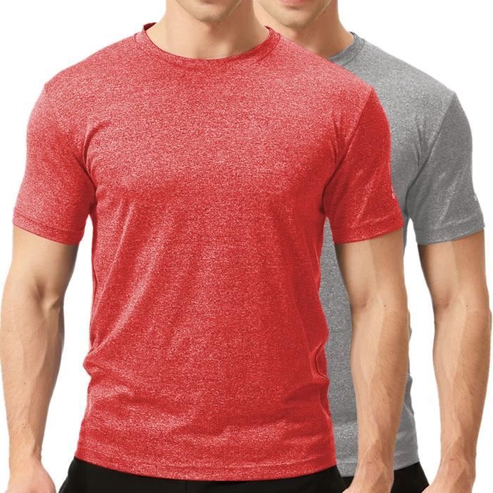 T-shirt Sport Anti-Transpirant Texfit (Lot de 2) - Maillot Respirant Manches Courtes Homme pour Entrainement, Running, Fitness, Gym