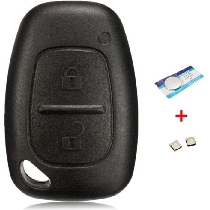 2 Bouton Coque Télécommande Clé Pile Pour Renault Trafic Vivaro Master Kangoo