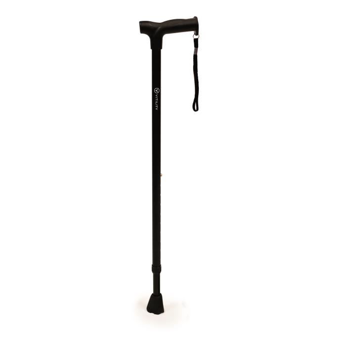 Canne NOVOLIFE NL-30023 - Réglable de 71 à 95 cm - Poignée ergonomique - Equipée d'une dragonne - En métal - Noir