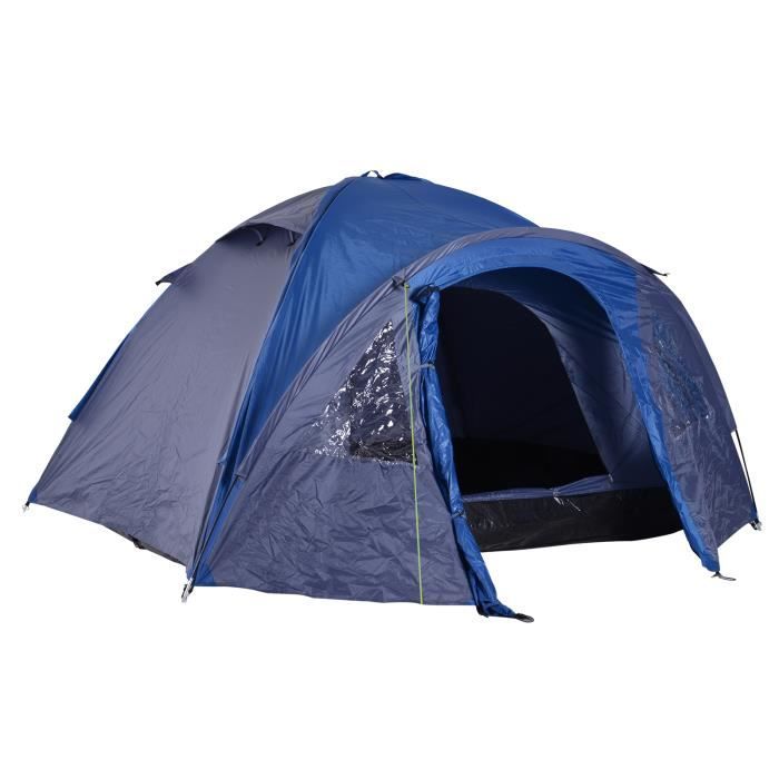 Outsunny Tente de camping familiale 4-5 personnes tente dôme étanche légère, ventilée facile à monter double porte et fenêtres
