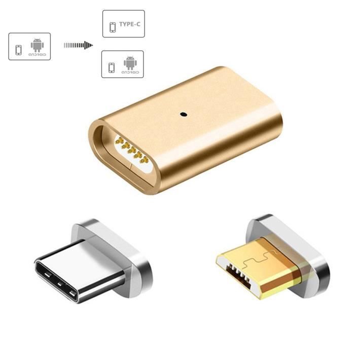 Magnétique adaptateur de Lightning pour périphérique USB C et tous les téléphones et tablettes Android