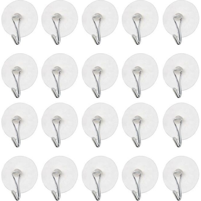 TRIXES 20 fenêtre crochets en métal avec ventouse en plastique transparent pour les armoires et porte-serviettes