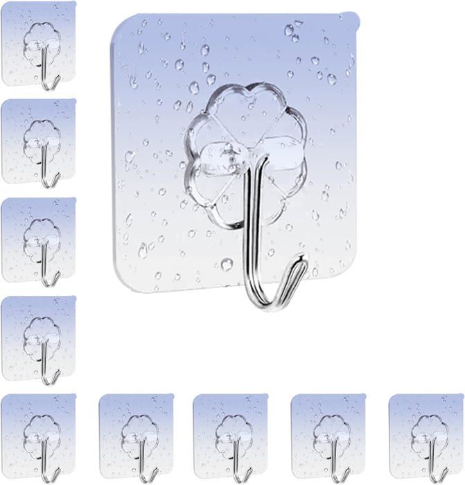 Crochet Adhésif Crochets Adhésifs Transparents Tinkber - Lot De 15 Pour Cuisine/salle De Bain Crochet Adhesif