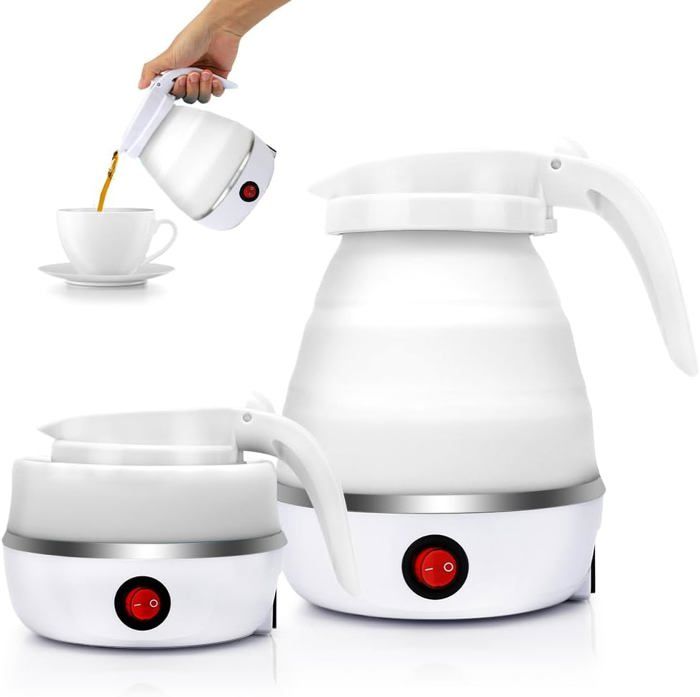 Bouilloire Pliable En Silicone, 600ML Mini Bouilloire Electrique