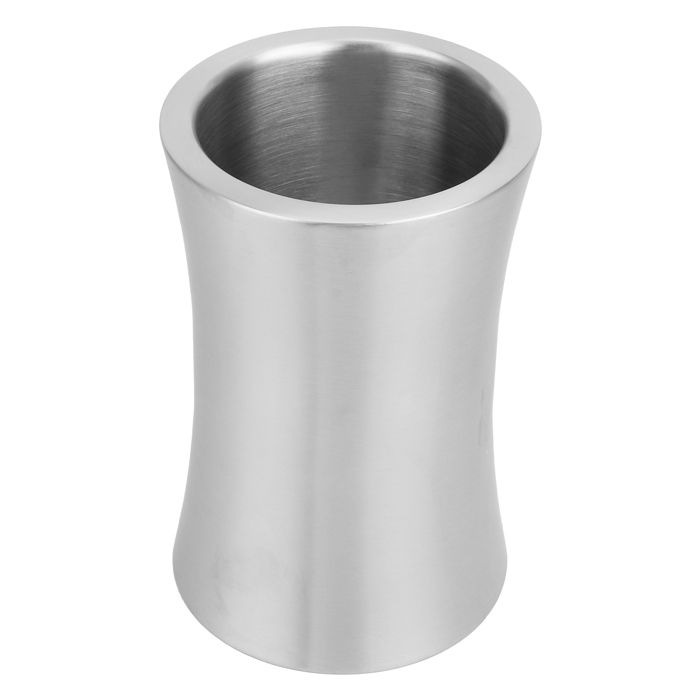 Seau Refroidisseur à Vin Relaxdays - Double Paroi Inox, 18.5x12 Cm, Noir/argent