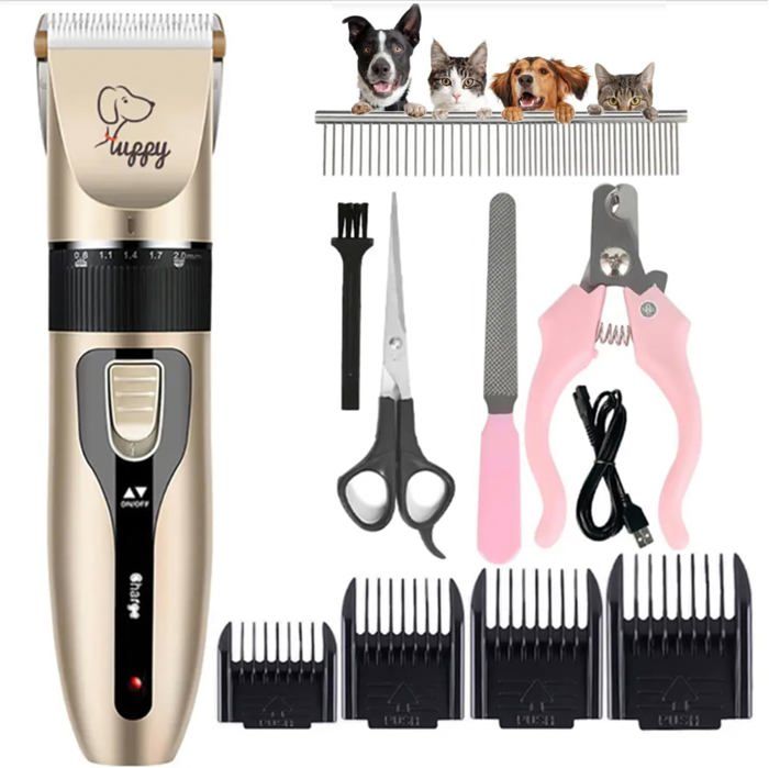 Comparer les prix de Tondeuse à poils de chien pour animal domestique-Rasoir électrique pour chiot-Lame en céramique-Accessoires pour chat-Chargement