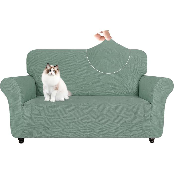 Housse De Canapé 2 Places avec Accoudoirs Housse Canapé Extensible Universelle Protege Sofa Vert Clair