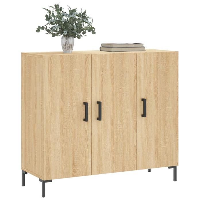 (SOLDE dété) Placard/Buffet bas - Décor salon - chêne sonoma 90 x 34 x 80 cm bois dingénierie *aspect pratique9363673