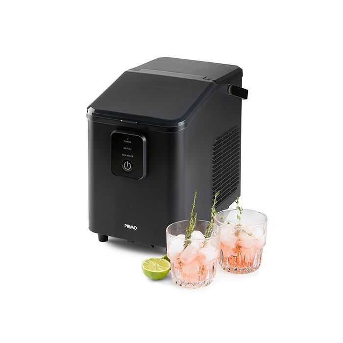 PRIMO  PR409IB Machine à glaçons - Machine à glaçons avec pelle à glace - 1L - 12kg/24h - 9 min - Noir mat