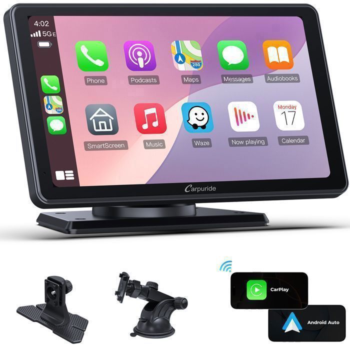 Carpuride V3 Portable Wireless Carplay & Android Car, 7 Inch