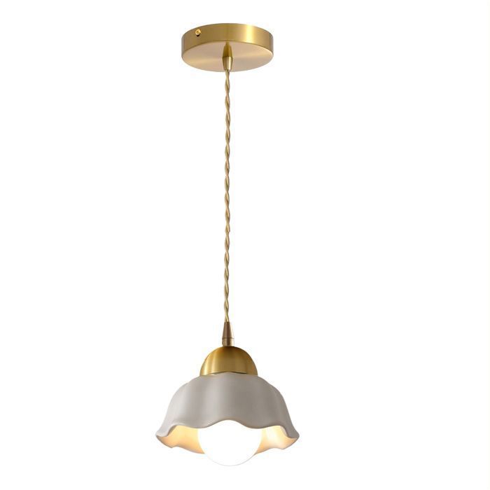 iDEGU Lampe Suspension Industriel Lustre Retro Abat-jour en Céramique Design Fleur Lampe de Plafond Style Vintage pour Salon