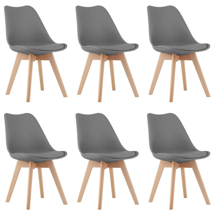 Chaise Komodee DOZZA - 6 Pieces - GRIS - Coussin en simili cuir 43 x 49 x 82 cm Chaise Komodee DOZZA - 6 Pieces - GRIS - Coussin en simili cuir 43 x 49 x 82 cm